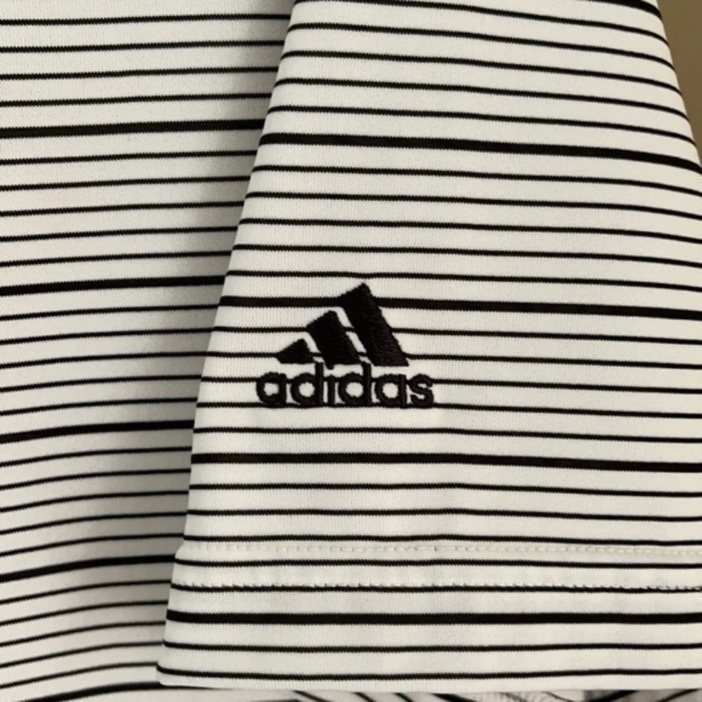 ADIDAS ClimaLite Golf Black‎ White Stripe Moisture Wicking Size M